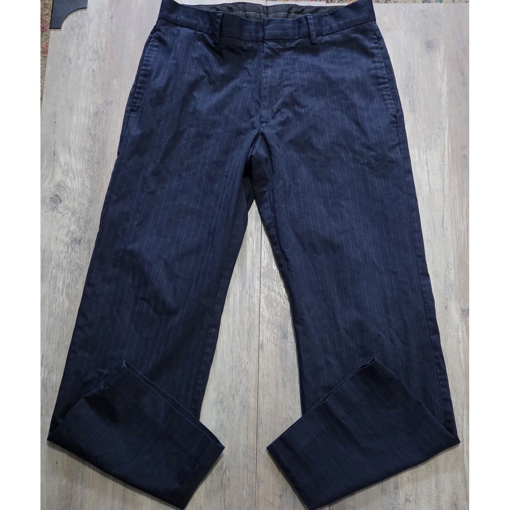 Gap Navy Pinstripe Mens Pants 32x30 Straight Fit Trousers Work Office